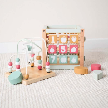 Bieco Motoriek Kubus Berry - Houten Activity kubus voor Baby´s