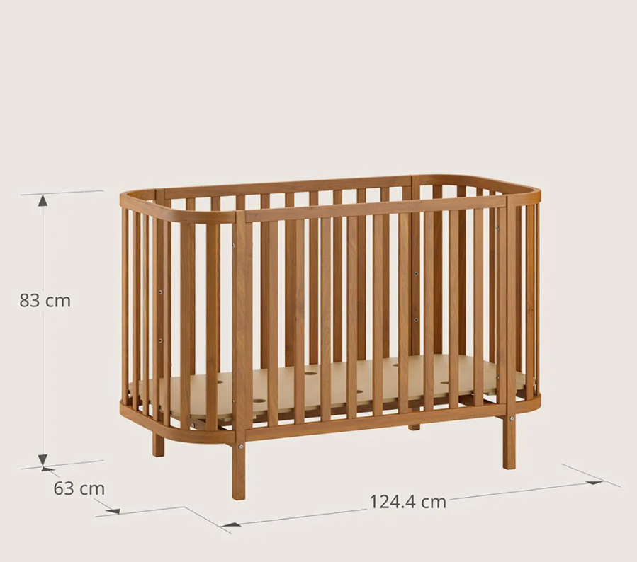 Petite Amelie - Ovaal ledikant 60 x 120 cm (walnoot)